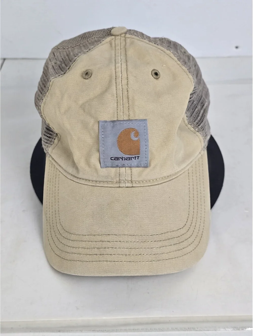 Carhartt Mesh Snapback Hat Khaki Trucker Hat pre owned Cotton Mesh